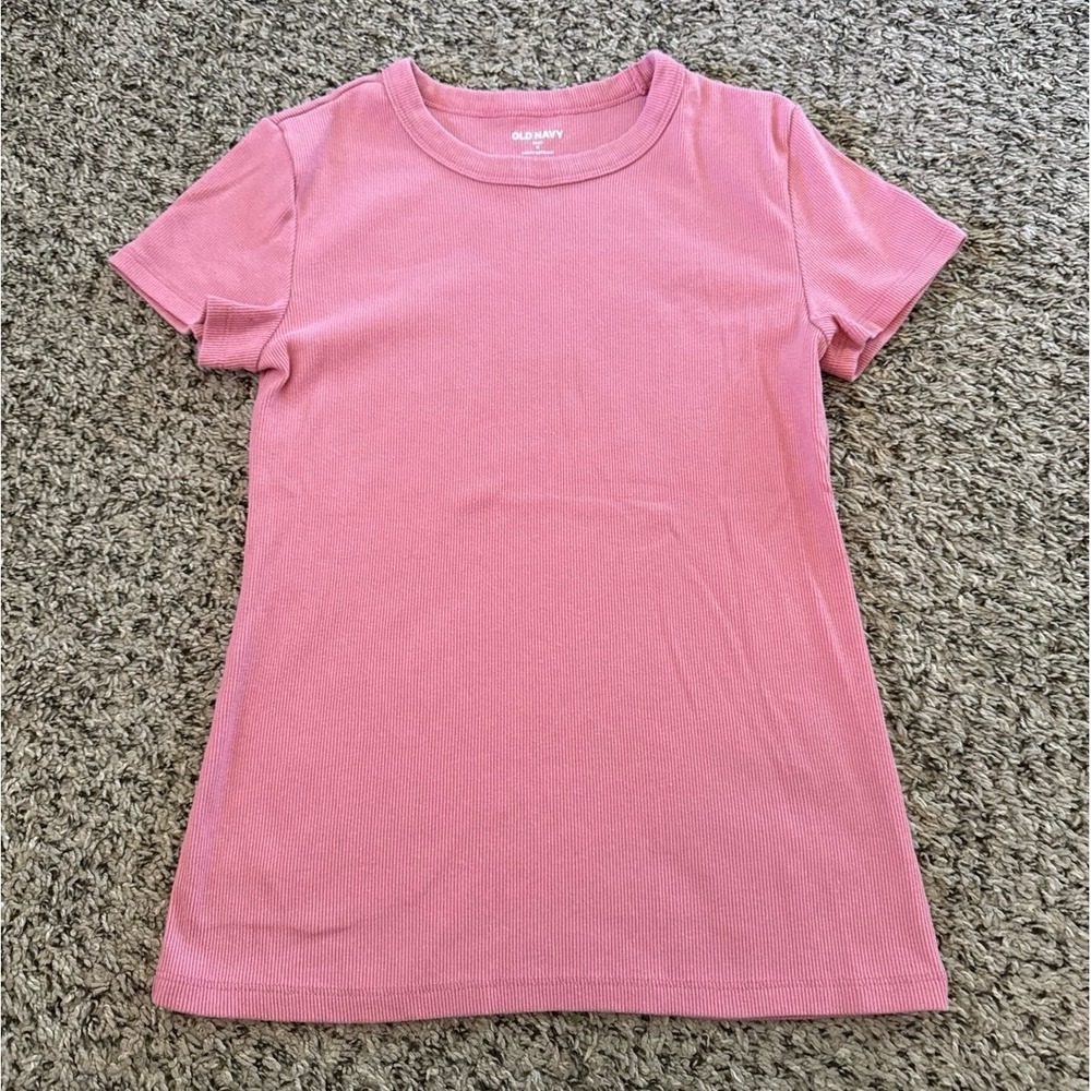 Old Navy Women's Pink Snug‎ Ribbed Short Sleeve Tee Size Medium
